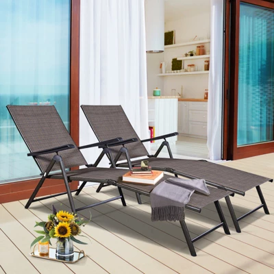 Tangkula 2PCS Chaise Lounge Adjustable Patio Poolside Recliner Chair Outdoor 4 Tangkula 2PCS Chaise Lounge Adjustable Patio Poolside Recliner Chair Outdoor - Image 4
