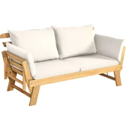 Tangkula Convertible Outdoor Daybed - Solid Acacia Wood Patio Sofa Bed -Tangkula Shop GUEST 59ae8508 6bd7 4fd2 aa16 120d39fa885b