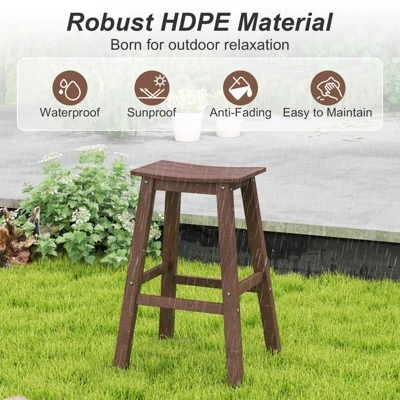 Tangkula 3PCS Outdoor HDPE Bar Table & Chair Set For 2 W/ Footrests For Garden Yard Pool 6 Tangkula 3PCS Outdoor HDPE Bar Table & Chair Set For 2 W/ Footrests For Garden Yard Pool - Image 6