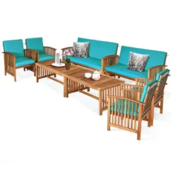 Tangkula 8PCS Wooden Patio Conversation Set Outdoor Furniture Set W/ Cushions -Tangkula Shop GUEST 5a172534 4bbd 4bc5 a369 f49baeabfb0c