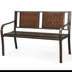 Tangkula Patio Garden Bench - Heavy-Duty Metal Park Chair with Rattan Backrest 11 Tangkula Patio Garden Bench - Heavy-Duty Metal Park Chair with Rattan Backrest -Tangkula Shop GUEST 5a83e793 d065 45c5 927f 8f6b5ff961c6