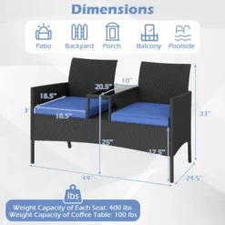 Tangkula 2-Seat Outdoor Rattan Loveseat with Built-in Coffee Table - Blue 17 Tangkula 2-Seat Outdoor Rattan Loveseat with Built-in Coffee Table - Blue -Tangkula Shop GUEST 5aa6214e ee30 452f a2da 7efea3f15eba