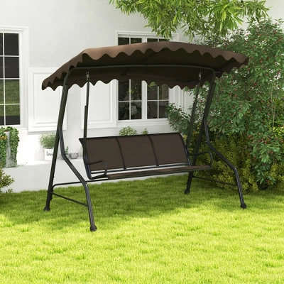 Tangkula 3-Seat Outdoor Swing, Porch Canopy Swing W/ Adjustable Shading Breathable Seat 2 Tangkula 3-Seat Outdoor Swing, Porch Canopy Swing W/ Adjustable Shading Breathable Seat - Image 2