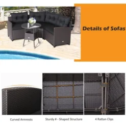 Tangkula 4PCS Wicker Patio Sofa Set Rattan Outdoor Furniture Set W/ Black Cushions -Tangkula Shop GUEST 5ae4a4da e195 4121 a6d1 c84bb5add67e