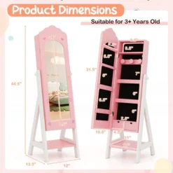 Tangkula Kids Jewelry Armoire Cabinet Freestanding Full Length Dressing Mirror With Large Capacity Pink/White 17 Tangkula Kids Jewelry Armoire Cabinet Freestanding Full Length Dressing Mirror With Large Capacity Pink/White -Tangkula Shop GUEST 5b0ba16e f17c 46de a1a1 8278a49b97de