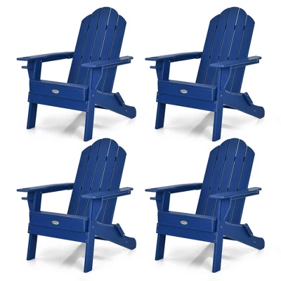 Tangkula 4PCS Patio Folding Adirondack Chair Weather Resistant Cup Holder Yard Navy 8 Tangkula 4PCS Patio Folding Adirondack Chair Weather Resistant Cup Holder Yard Navy - Image 8