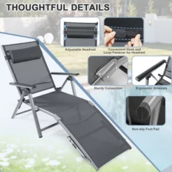 Tangkula Patio Lounge Chair Rustproof Aluminum Folding Chaise W/ Adjustable Backrest & Footrest -Tangkula Shop GUEST 5b4cd5d3 1317 4952 8681 f190b78a6073