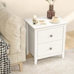 Tangkula Modern Nightstand With Storage 2 Drawers & Support Legs For Bedroom White -Tangkula Shop GUEST 5b9340c4 0316 4368 9aa9 2518002c4771