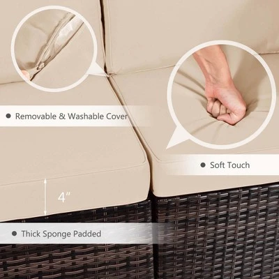 Tangkula Set Of 7 Patio Furniture Set W/ 35" Propane Gas Fire Pit Table & Waterproof Cover 2 Tangkula Set Of 7 Patio Furniture Set W/ 35" Propane Gas Fire Pit Table & Waterproof Cover - Image 2