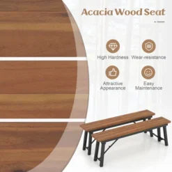 Tangkula Outdoor Folding Bench Set Of 2 55 Inches Long 2-3 Person Acacia Wood Backless Patio Dining Bench -Tangkula Shop GUEST 5c17b62b 4c1d 4444 a7ed 876452731ef8