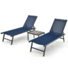 Tangkula 3-Piece Aluminum Patio Chaise Lounge Set with Adjustable Recliners and Coffee Table