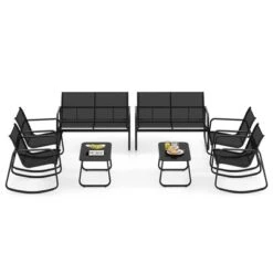 Tangkula 8 PCS Rocking Bistro Set Patio Furniture Set W/ Loveseat Rocking Chairs & Coffee Table -Tangkula Shop GUEST 5ce04675 2aee 4b5f 9c5d c89fcde48523