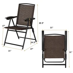 Tangkula Set of 4 Folding Sling Chairs with 3-Level Adjustable Backrests