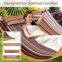 Tangkula Patio Hammock Foldable Portable Swing Chair Bed Detachable Pillow Blue & Green -Tangkula Shop GUEST 5d134bf5 e582 4198 bd2c 82f092b5a580