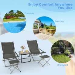 Tangkula 5-Piece Patio Sling Chair Set Folding Lounge Chairs W/ Coffee Table Yard, Poolside 14 Tangkula 5-Piece Patio Sling Chair Set Folding Lounge Chairs W/ Coffee Table Yard, Poolside -Tangkula Shop GUEST 5d417d69 a2d9 49fe 95b8 34271ef4e6da