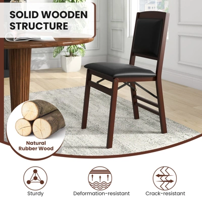 Tangkula Folding Dining Chairs Set Of 2 Foldable Wood Kitchen Chairs With Padded Seat Solid Wood Frame 3 Tangkula Folding Dining Chairs Set Of 2 Foldable Wood Kitchen Chairs With Padded Seat Solid Wood Frame - Image 3