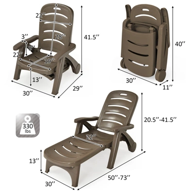 Tangkula 2 PCS Patio Chaise Lounge Chair - 5-Position Folding Recliner 3 Tangkula 2 PCS Patio Chaise Lounge Chair - 5-Position Folding Recliner - Image 3