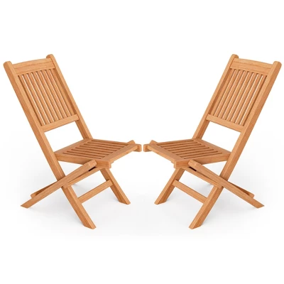 Tangkula Set Of 2 Teak Wood Outdoor Chair Folding Portable Patio Chair W/ Slatted Seat & Back 1 Tangkula Set Of 2 Teak Wood Outdoor Chair Folding Portable Patio Chair W/ Slatted Seat & Back