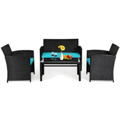 Tangkula 4 Piece Outdoor Patio Rattan Furniture Set Turquoise Cushioned Seat For Garden, Porch, Lawn 11 Tangkula 4 Piece Outdoor Patio Rattan Furniture Set Turquoise Cushioned Seat For Garden, Porch, Lawn -Tangkula Shop GUEST 5dbf54e7 f7d5 4600 92b5 aa897a0c9b26