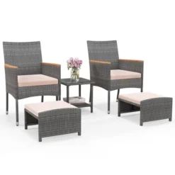 Tangkula 5 Pieces Wicker Patio Furniture Set PE Rattan Porch Chairs W/ Ottomans 19 Tangkula 5 Pieces Wicker Patio Furniture Set PE Rattan Porch Chairs W/ Ottomans -Tangkula Shop GUEST 5dc24d99 97fd 4a74 a5c0 945780645cee