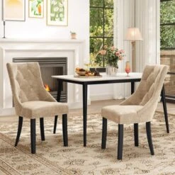 Tangkula Upholstered Dining Chairs Set Of 4 Tufted Wingback Chairs W/ Solid Wood Legs 12 Tangkula Upholstered Dining Chairs Set Of 4 Tufted Wingback Chairs W/ Solid Wood Legs -Tangkula Shop GUEST 5dee5738 5c8f 4100 b738 ff661db3d5b2 1