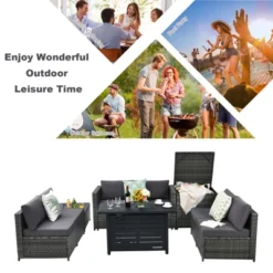 Tangkula 9 PCS Rattan Dinning Set Wicker Sofa W/Propane Gas Fire Pit 60,000 Btu Heater -Tangkula Shop GUEST 5e014d00 b1b5 4e1d 9911 9a2b9406d5a6