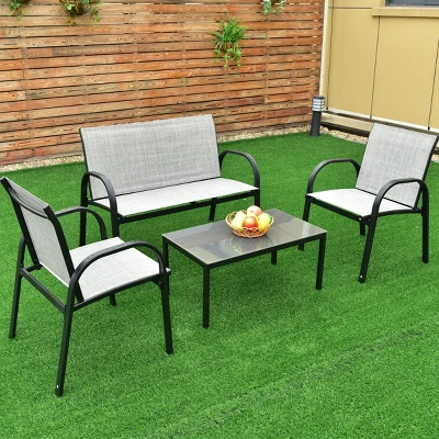 Tangkula 4PCS Chairs Set Coffee Table Patio Garden Modern Furniture Brand New 7 Tangkula 4PCS Chairs Set Coffee Table Patio Garden Modern Furniture Brand New - Image 7