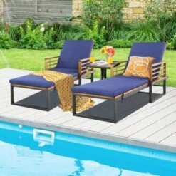 Tangkula 2-Piece Outdoor Chaise Lounge Chair Set with 4-Position Adjustable Backrest