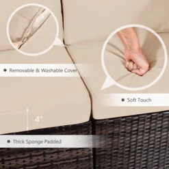 Tangkula 7PCS Patio Rattan Furniture Set Fire Pit Table Cover Cushion Beige -Tangkula Shop GUEST 5e284cbb 8139 4b90 9a2f e597566b9e51