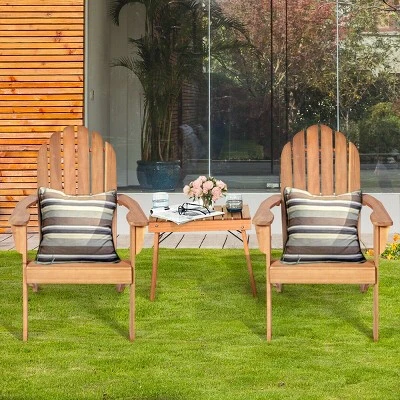Tangkula 2PCS Classic Wooden Adirondack Chairs for Outdoor Patio & Garden 4 Tangkula 2PCS Classic Wooden Adirondack Chairs for Outdoor Patio & Garden - Image 4