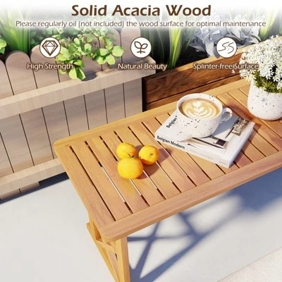 Tangkula 51-Inch Acacia Wood Outdoor Bench with X-Shaped Support Frame 7 Tangkula 51-Inch Acacia Wood Outdoor Bench with X-Shaped Support Frame - Image 7