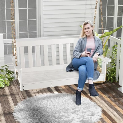 Tangkula 54" HDPE Outdoor Porch Swing with Cup Holder & Chains 4 Tangkula 54" HDPE Outdoor Porch Swing with Cup Holder & Chains - Image 4