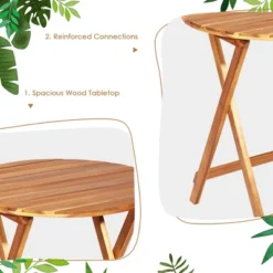 Tangkula 3PCS Folding Acacia Wood Bistro Set Patio Conversation Set W/ Red Cushions -Tangkula Shop GUEST 5f3caac5 d11b 4fb8 bf98 4c63e5bc332b