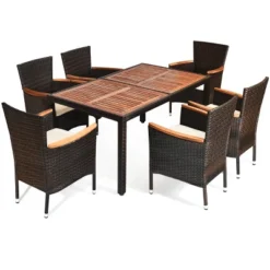Tangkula 7-Piece Outdoor Rattan Dining Set - Acacia Wood Table & 6 Stackable Chairs 19 Tangkula 7-Piece Outdoor Rattan Dining Set - Acacia Wood Table & 6 Stackable Chairs -Tangkula Shop GUEST 5f585041 25b7 4cba ba52 7f7c7876c1ab