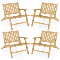 Tangkula 4-Piece Teak Wood Outdoor Reclining Chair Set with Armrests -Tangkula Shop GUEST 5fe6a453 f921 4ee9 a317 c1b69d727ab8