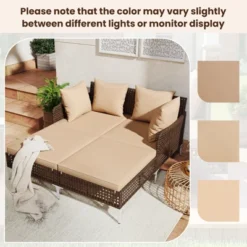 Tangkula Outdoor Rattan Double Daybed Wicker Chaise Lounge For 2 W/ Seat & Back Cushions -Tangkula Shop GUEST 6006c1d4 efa9 4b0a 88e7 ef1744c353f9