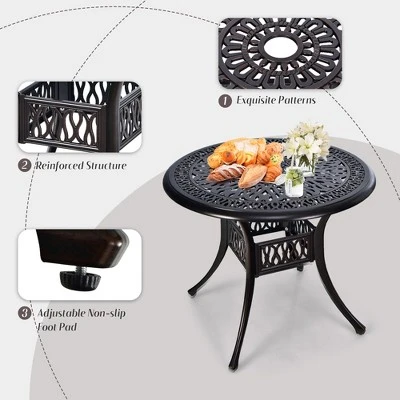 Tangkula 3-Piece Cast Aluminum Patio Bistro Set with Umbrella Hole 5 Tangkula 3-Piece Cast Aluminum Patio Bistro Set with Umbrella Hole - Image 5