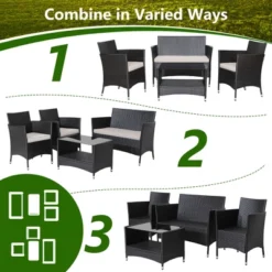 Tangkula 4PCS Outdoor Sofa Set Patio Rattan Wicker Conversation Set W/ Coffee Table -Tangkula Shop GUEST 603ab5ce bb72 4763 95c1 9463100891cc