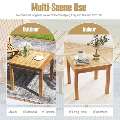 Tangkula 2-Piece Outdoor Teak Wood Side Tables for Patio and Garden 6 Tangkula 2-Piece Outdoor Teak Wood Side Tables for Patio and Garden - Image 6
