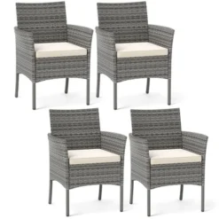Tangkula Outdoor PE Wicker Chairs Set Of 4 Patio Dining Armchairs W/ Padded Cushions 17 Tangkula Outdoor PE Wicker Chairs Set Of 4 Patio Dining Armchairs W/ Padded Cushions -Tangkula Shop GUEST 60626cc1 b707 4e75 ad78 6972fe726dbd