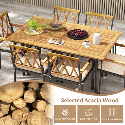 Tangkula 7 PCS Patio Dining Set W/ 2" Umbrella Hole And Seat Cushions For Garden 3 Tangkula 7 PCS Patio Dining Set W/ 2" Umbrella Hole And Seat Cushions For Garden - Image 3