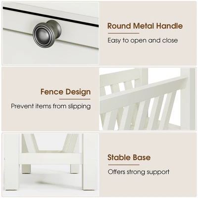 Tangkula Side Table End Table Nightstand W/ Bottom Storage Shelf & Rubber Wood Legs White 6 Tangkula Side Table End Table Nightstand W/ Bottom Storage Shelf & Rubber Wood Legs White - Image 6