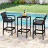 Tangkula 3 Piece Patio Bar Set Bistro Table & Chairs W/ Heavy-Duty Metal Frame