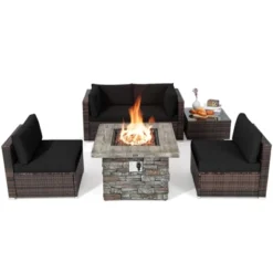 Tangkula Patio Rattan 6PCS Cushioned Sofa Set Furniture Set Thick Cushion With 34.5" Fire Pit Table For Garden Black/Blue/Red/Turquoise/Off White 20 Tangkula Patio Rattan 6PCS Cushioned Sofa Set Furniture Set Thick Cushion With 34.5" Fire Pit Table For Garden Black/Blue/Red/Turquoise/Off White -Tangkula Shop GUEST 60b83828 7916 4285 b772 75dd711e866f