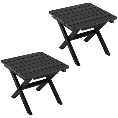 Tangkula 2 Pieces Folding Adirondack Side Table Poolside Garden Patio Black 9 Tangkula 2 Pieces Folding Adirondack Side Table Poolside Garden Patio Black - Image 9