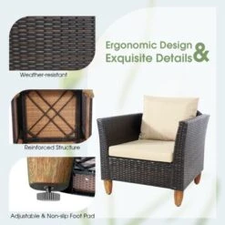 Tangkula 3-Piece Outdoor Rattan Furniture Set with Acacia Wood Table & Cushions -Tangkula Shop GUEST 616451b7 04b7 4dc5 bae9 7676f80e6220