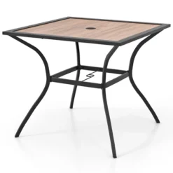 Tangkula Patio Table For 4 People W/ Umbrella Hole Wood-Like Tabletop Metal Support Legs -Tangkula Shop GUEST 617c883b ab18 430d 8f00 10e3358fcbed