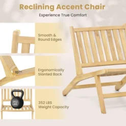 Tangkula Teak Wood Outdoor Reclining Chair - Natural Mid-Century Accent -Tangkula Shop GUEST 618e524a 8d69 4265 a67d beb5306dca80 2