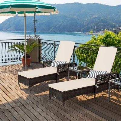 Tangkula 2-Piece Adjustable Rattan Patio Chaise Lounge Set with Cushions 2 Tangkula 2-Piece Adjustable Rattan Patio Chaise Lounge Set with Cushions - Image 2