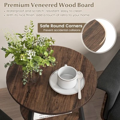 Tangkula 2-tier Accent Coffee Tea Table Nightstand Bedside Table W/ Storage Shelf 6 Tangkula 2-tier Accent Coffee Tea Table Nightstand Bedside Table W/ Storage Shelf - Image 6